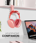 Foldable Headphone Stand and Hook – Aluminum Headset Holder Clamp Mount Under Desk, Universal Fit for Gaming Headphones, Space-Saving Hanger Organizer