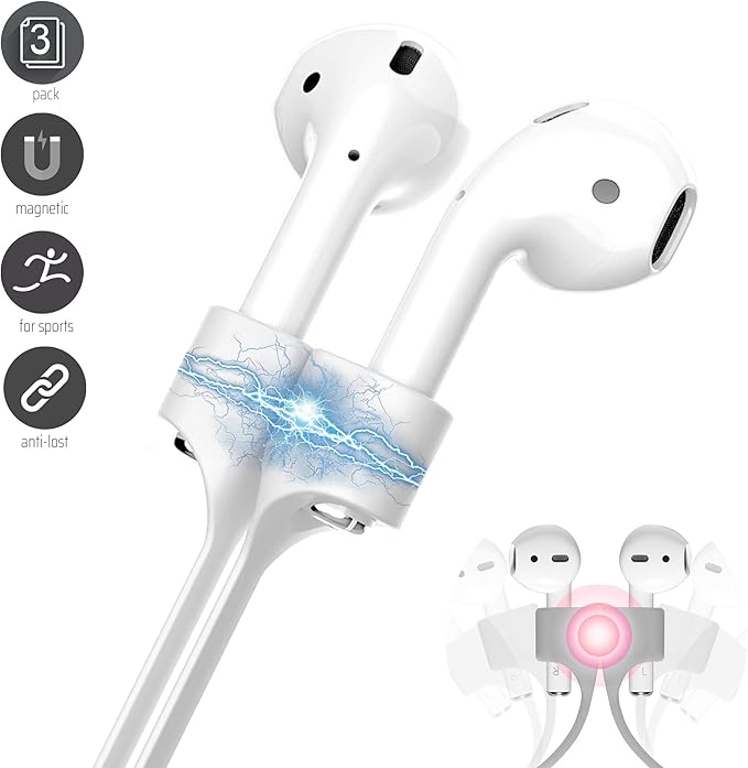 Ultra Strong Magnetic Airpod Pro Strap Anti-Lost Cord Sports Lanyard Compatible with Airpods 3rd 2nd Generation Pro 3 2 1 (3 White)