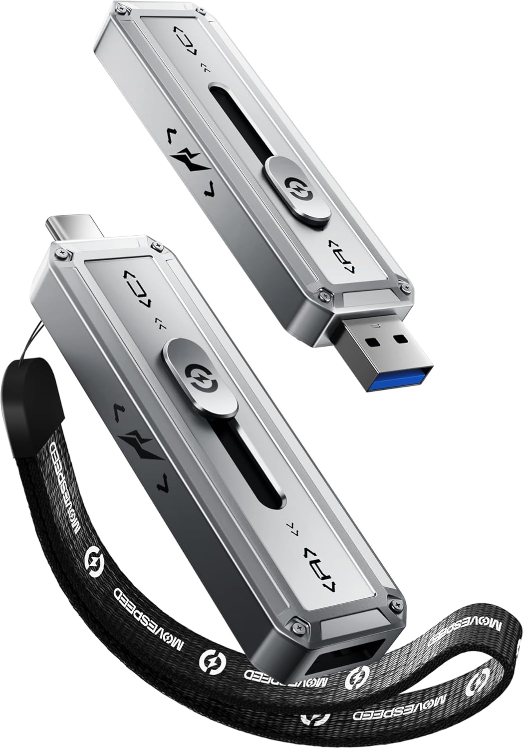 MOVE SPEED 2TB External SSD, 2100MB/s TLC Reliable Transfer Portable SSD with USB 3.2 Gen2x2 + Type C, Cool USB Drive for Phone/Windows/Mac (SP20)