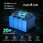 HQST 12 Volt 100Ah Lithium Iron Phosphate Battery with LED Meter, LiFePO4 Battery, 10 Year Lifetime, Low & High Temp Protection, Supports in Series and Parallel, for RVs, Trolling Motors, Boats,Marine