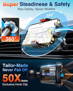 VANMASS Car Phone Holder Mount 2025 Upgraded [Patent Steel-Hook] Car Vent Phone Mount Clip Military-Grade Shockproof Cell Phone Car Mount Handsfree Truck Stand Vent Cradle for iPhone 16 Android,Red