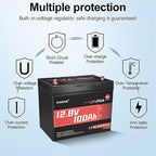 12V 100Ah Mini LiFePO4 Lithium Battery, Built-in 100A BMS,1280Wh Deep Cycle Rechargeable Battery 6000+ Cycles 10-Year Lifespan for RV, Solar, Marine and Home Energy Storage