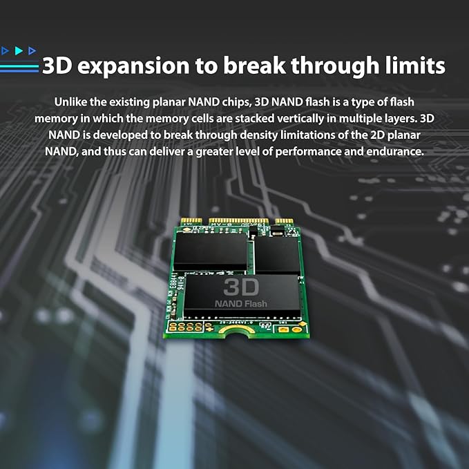 Transcend 128GB M.2 2242 SATA III SSD with Dram Cache, Up to 560MB/s, Compatible w/Ultrabook/Laptop/PC/Desktop, 3D TLC NAND Flash Internal Solid State Drive, LDPC Error Correction, SLC Cache, B+M Key