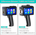 TIJ800P Handheld Inkjet Printer 1 inch Portable Handheld Printer Gun 5 Inch Screen Quick Drying Inkjet Coding Machine for Batch Number/Date/Barcode/QR Code/Logo etc