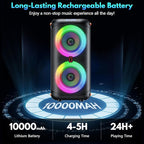 Karaoke Machine with 2 Wireless Microphones, Portable Bluetooth 5.3 Karaoke Speaker for Home Party Outdoors, PA System for Adults with Echo Adjustment/LED Lights, Support TV/USB/AUX/TF