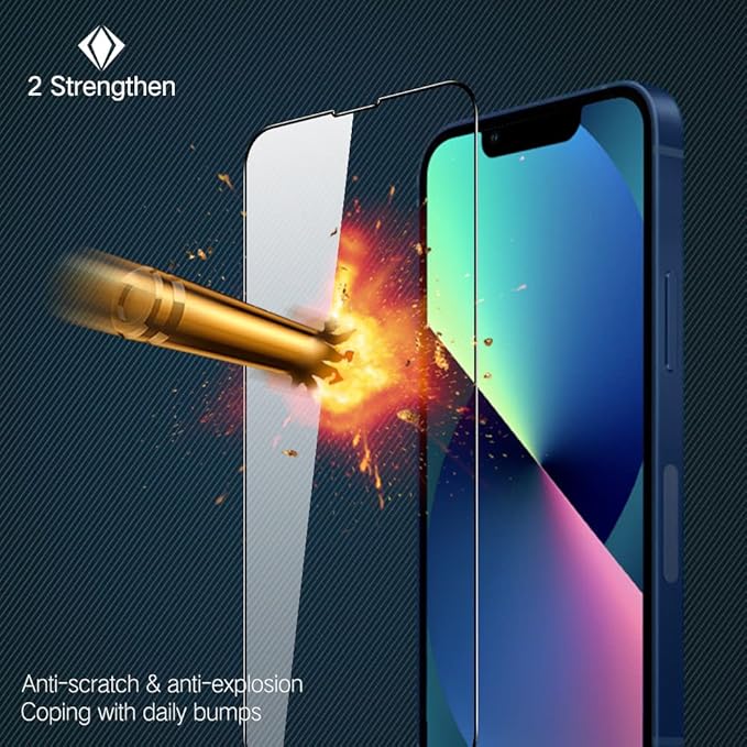 PPERFECTSIGHT Compatible for iPhone 13 Mini Screen Protector 5.4 Inch 2 Pack HD Clear Tempered Glass Case Friendly 9H Hardness Bubble Free Easy Installation