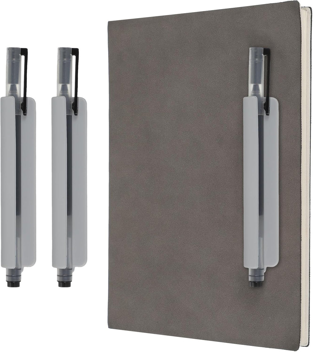 PATIKIL 2 Pcs Adhesive Pencil Holders, 105mm Long Universal Pencil Clip Silicone Pen Holder Office Pen Organizer for Desk Wall Clipboard Notebook Tablet Case Stylus, Grey