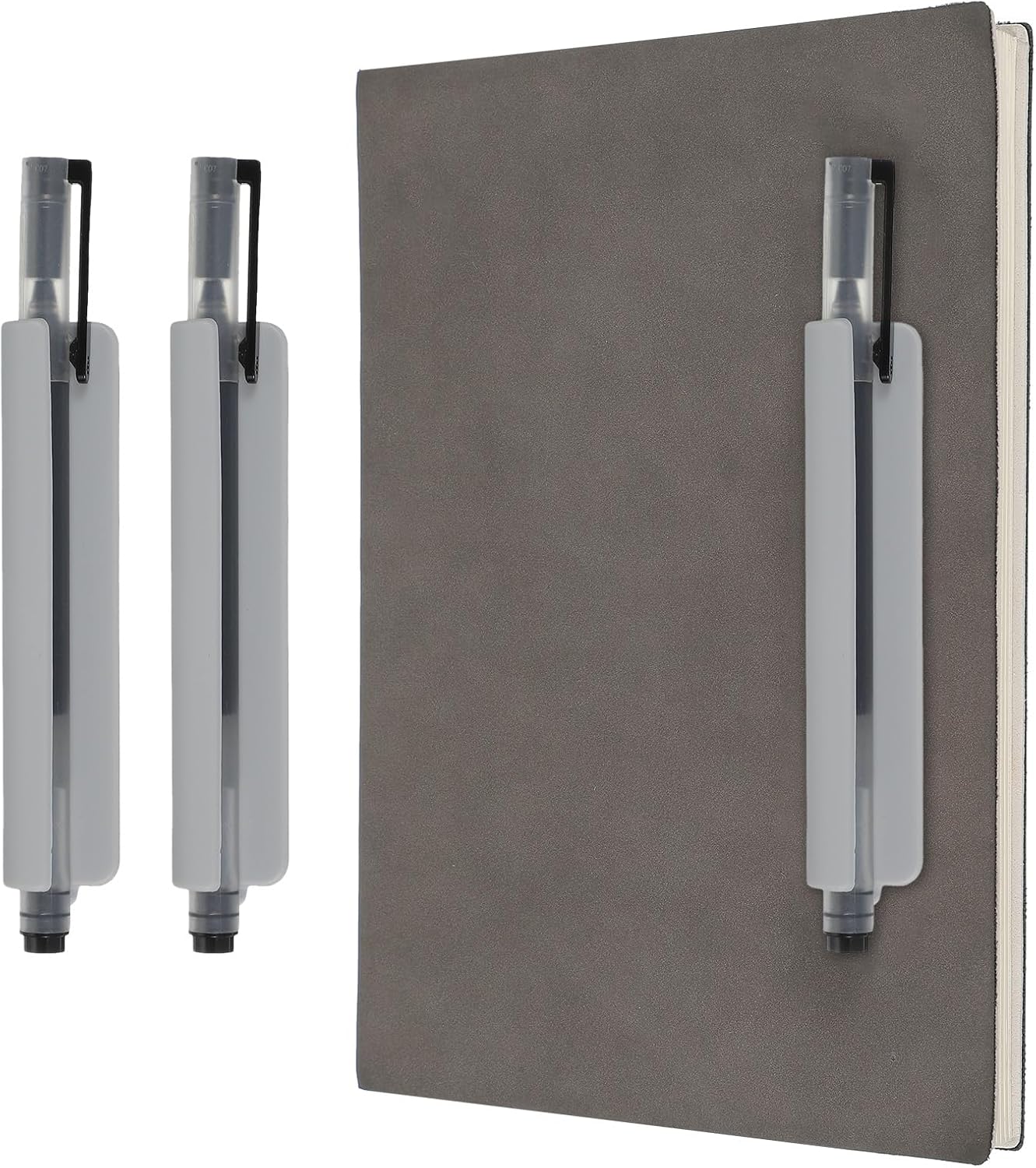 PATIKIL 2 Pcs Adhesive Pencil Holders, 105mm Long Universal Pencil Clip Silicone Pen Holder Office Pen Organizer for Desk Wall Clipboard Notebook Tablet Case Stylus, Grey