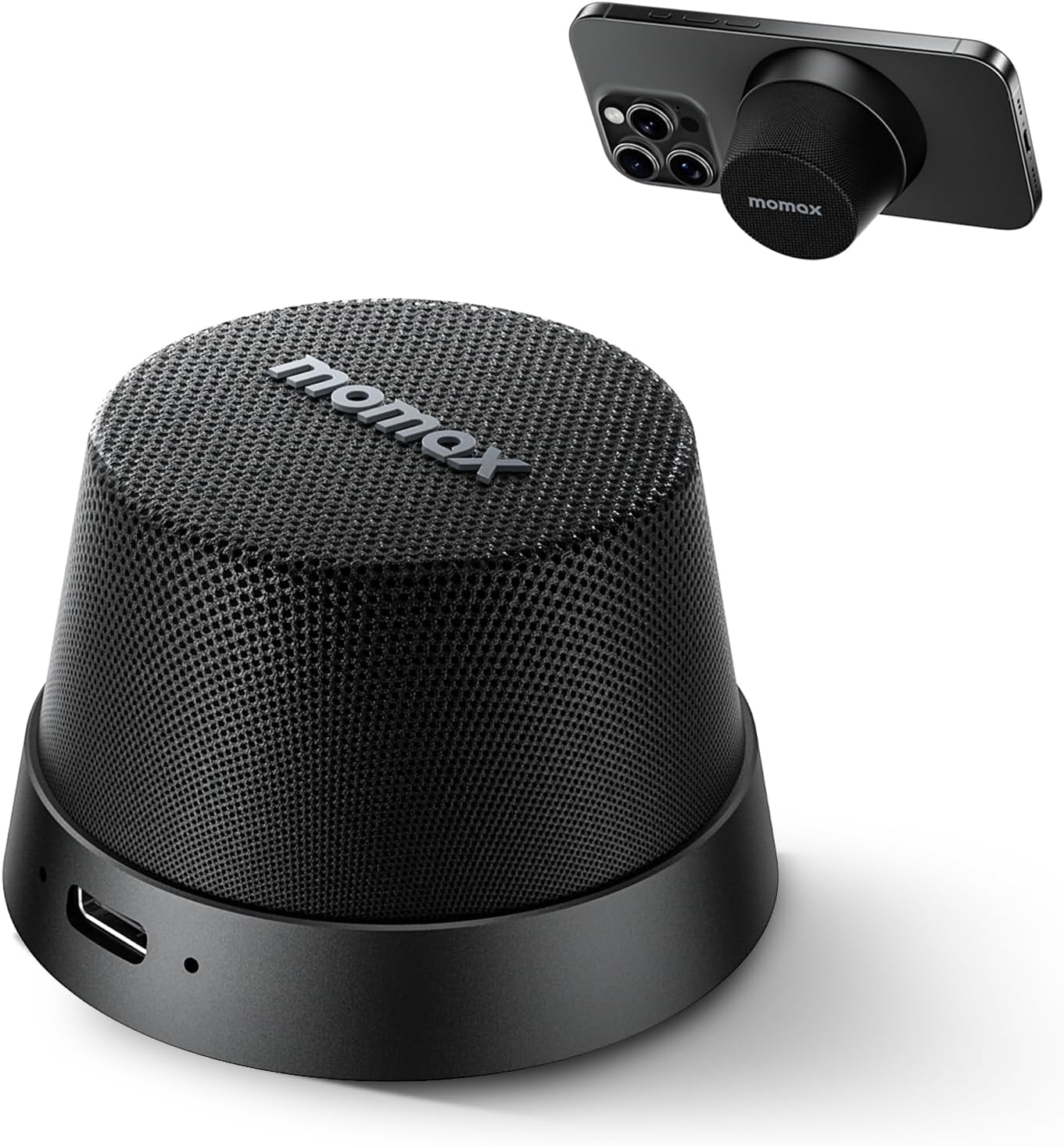 MOMAX Magnetic Portable Bluetooth Speaker - Mini Waterproof Shower Speaker with Bass, 12H Playtime, Outdoor Speaker True Wireless Stereo Pairing for Golf, Beach, Home, Travel, Gift Ideas