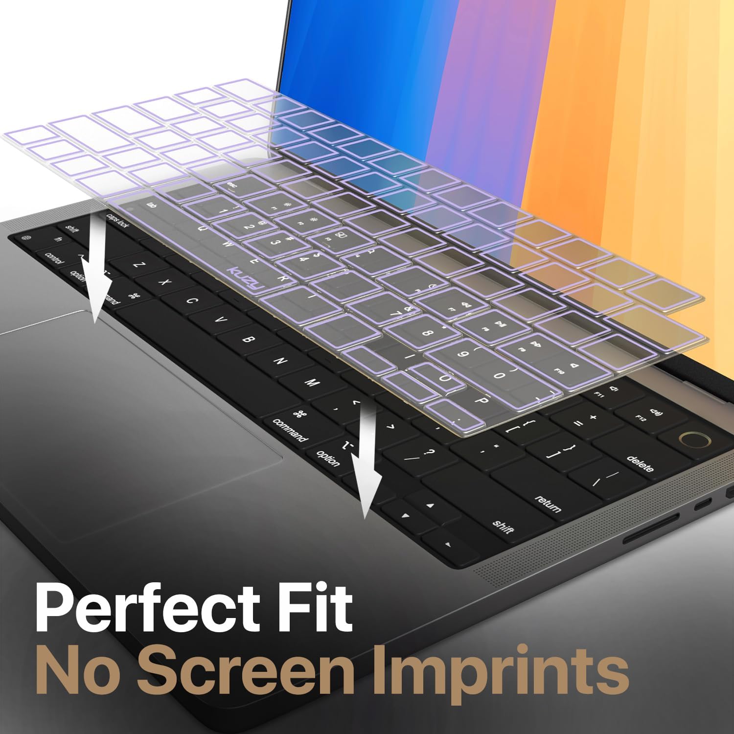 Kuzy Purple Premium MacBook Pro 14 inch Keyboard Cover M4 16" 2025 2024 2023 M3 M2 M1 Pro Max - MacBook Air 13 inch Keyboard Cover 15" M4 - A3240 A3241 A3401 A3403 A3114 A3113 - US Layout TPU, Purple