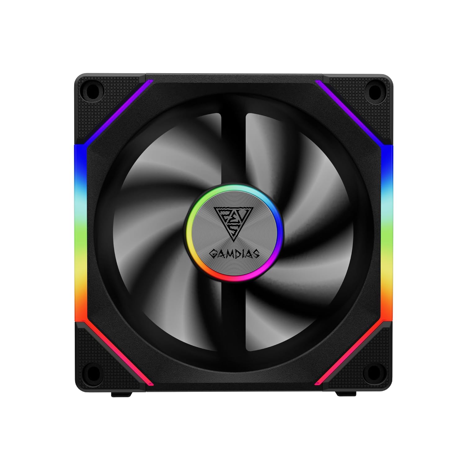 GAMDIAS 120mm ARGB PWM Case Fan, 2 Blades in 1 Fan Pack (Standard & Reverse Blades), Sync with RGB Motherboards, Easy Installation & Cable Management w/Cabless Daisy Chain Design