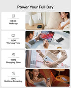 VEGER AC Wall Plug Portable Charger, 10000mah Slim Portable Charger Built in Cables, USB C Power Bank 15W Fast Charging, Travel Essential Battery Pack Compatible with iPhone, Android and More(White)