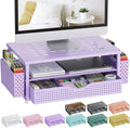 gianotter Desk Organizers and Accessories, Monitor Stand with Drawer and 2 Pen Holder, Purple Desk Accessories, Computer Stand Suitable for Offices and Dormitories (Purple)
