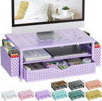 gianotter Desk Organizers and Accessories, Monitor Stand with Drawer and 2 Pen Holder, Purple Desk Accessories, Computer Stand Suitable for Offices and Dormitories (Purple)
