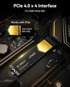 ORICO 2TB NVMe SSD PCIe 4.0- Up to 7400MB/s, M.2 SSD 2280 PCIe 4.0X4 Internal Solid State Drive SSD, Fast Heat Dissipation, Compatible with macOS Windows for Gamers and Creators-e7400