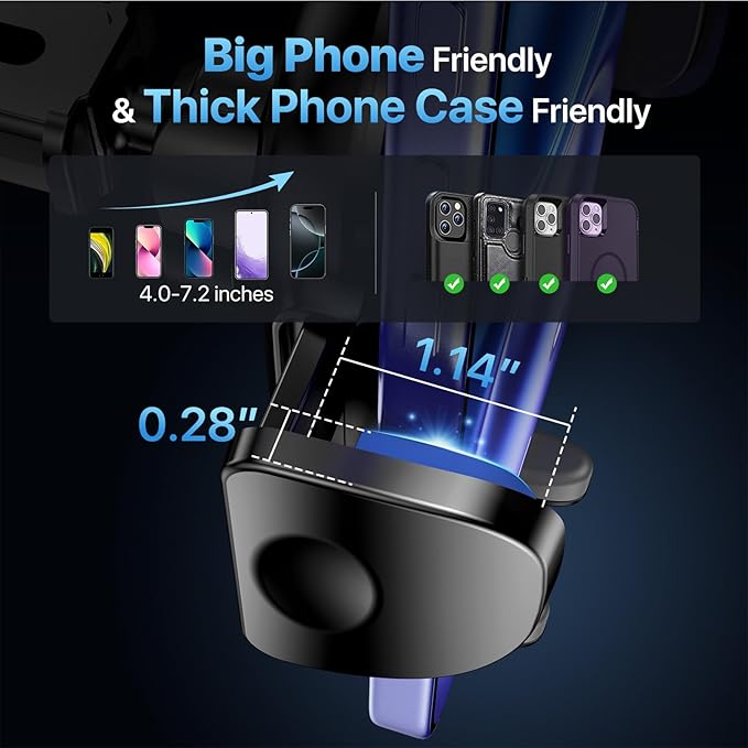 Miracase Phone Holders for Your Car, [Thick Case & Heavy Phone Friendly] Universal Cell Phone Car Mount, 3-in-1 Phone Mount for Car Dashboard Windshield Air Vent Fit for All Smartphones, Dark Black
