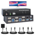 HDMI KVM Switch 2 Monitors 2 Computers 4K@60Hz USB 3.0 KVM Switcher Share Dual Monitor Extended Copy Display and 3 USB Devices Keyboard Mouse