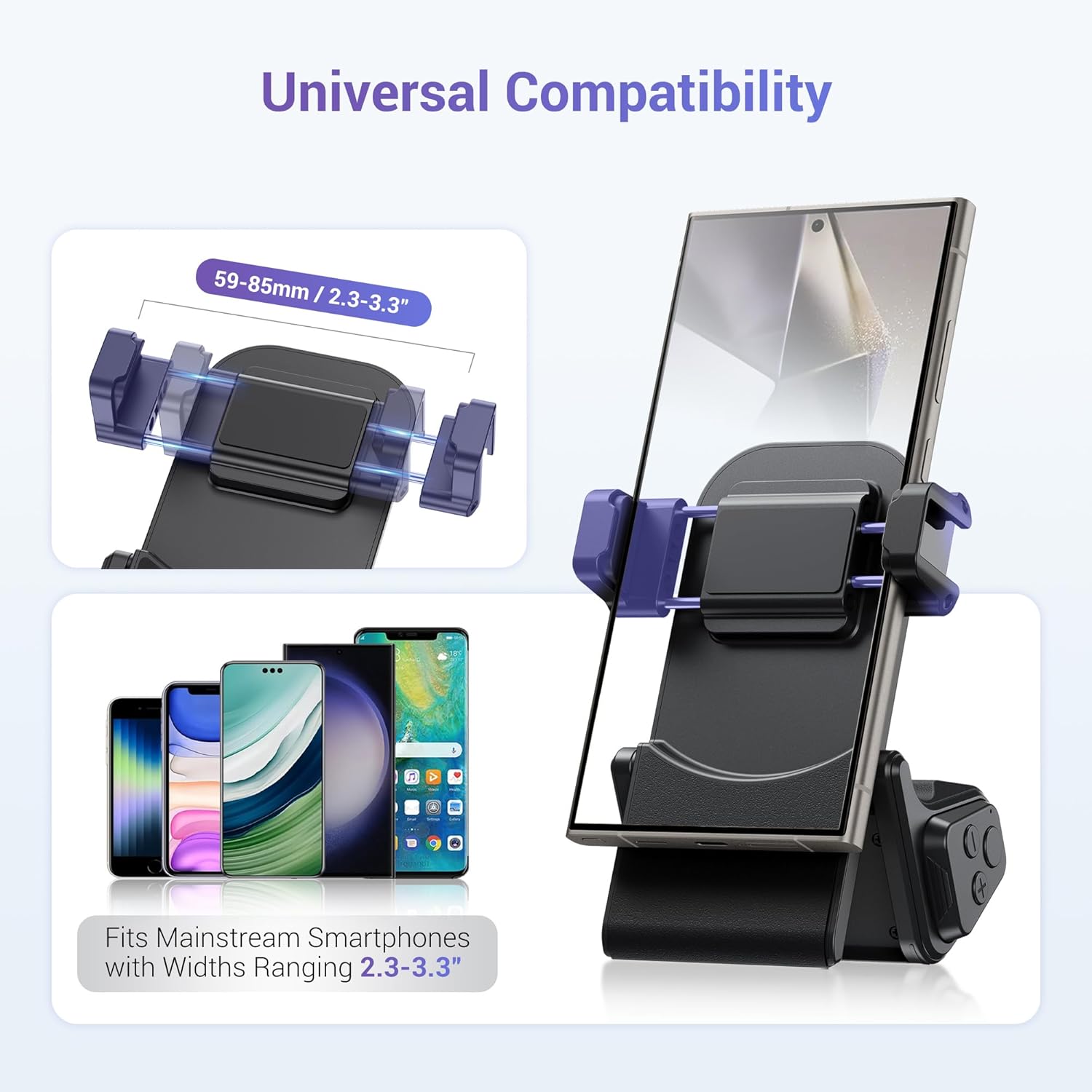 KIWIFOTOS Universal Phone Camera Grip Phone Tripod Mount with Remote Control & Cold Shoe Adapter for iPhone 16 15 Pro Max Samsung S24 S23 S25 Camera Holder Selfie Vlog Video Shooting (Gray)