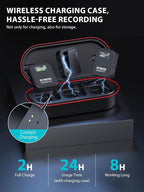 SYNCO Wireless Microphone System with Charging Case, G2A2 MEGA Dual Transmitter 8GB Storage of 24H 656ft Video Recording Streaming for Camera/Phone/PC/Laptop, Wireless-Lav-Mic-for-Camera