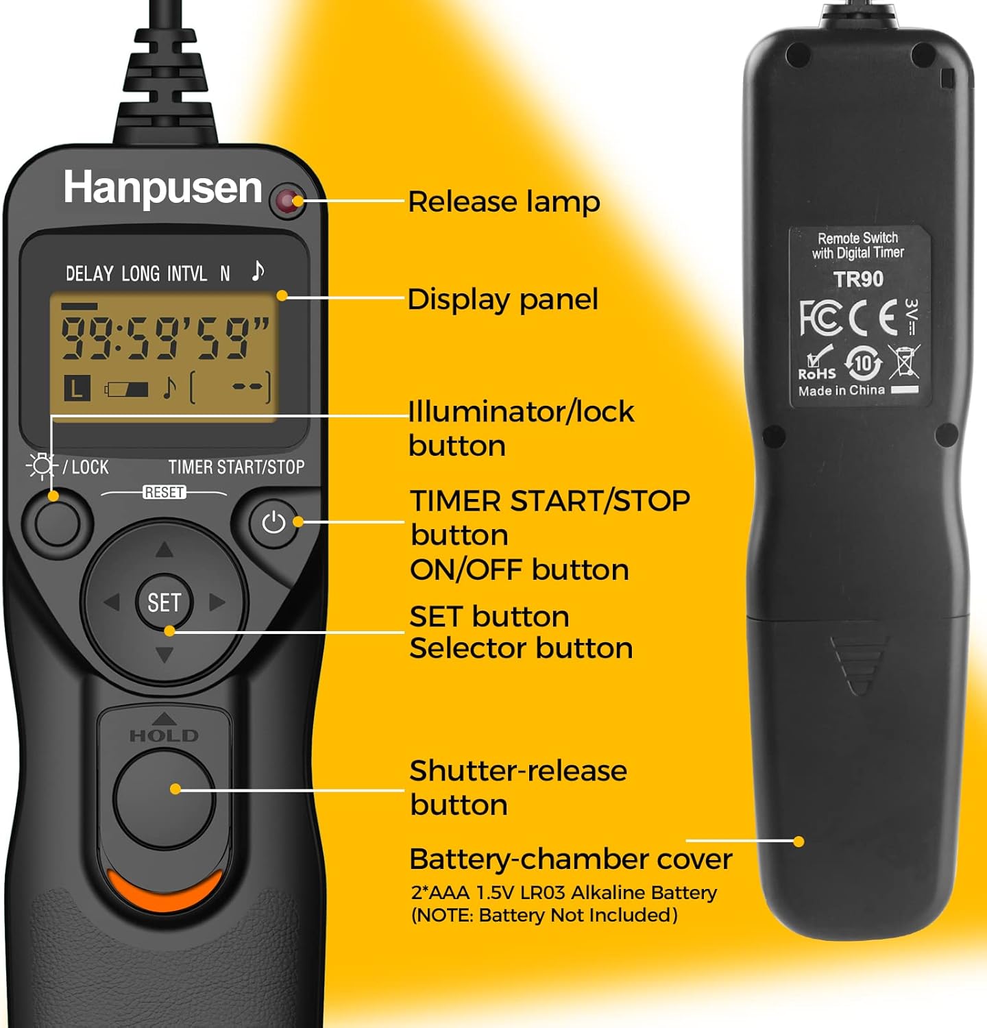 Camera Wired Timer Shutter Release, Camera Intervalometer Shutter Release Cords Compatible with Nikon Df, Z7, Z7 II, Z6, Z6 II, Z5, D750, D780, D5300, COOLPIX P950; Replaces Nikon MC-DC2