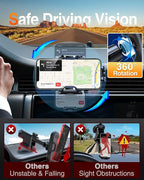 VANMASS Car Phone Holder Mount 2025 Upgraded [Patent Steel-Hook] Car Vent Phone Mount Clip Military-Grade Shockproof Cell Phone Car Mount Handsfree Truck Stand Vent Cradle for iPhone 16 Android,Black