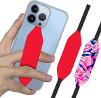 Phone Grip Strap - Reversible Finger Holder for Phone Back, Customizable Anti-Slip Design, Wireless Charging Compatible Detachable Holder for iPhone - Red & Red Tie dye