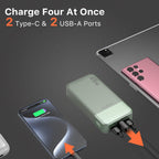 Power Bank, 20000mAh 45W Portable Charger, PD3.0 QC4.0 Fast Charging with LED Display, 2 USB-C, 2 USB-A, Battery Pack for iPhone 15 14 13 Series, MacBook, Galaxy, iPad, and More (Green)