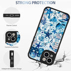 AIGOMARA Magnetic Case for iPhone 15 [Compatible with MagSafe] Blue Shell Starfish Ocean Holiday Collage for Women Girls Men Soft TPU Bumper Hack PC Back Heavy Duty Protective Slim Cover