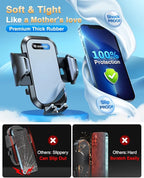 VANMASS Car Phone Holder Mount 2024 Upgraded [Patent Steel-Hook] Car Vent Phone Mount Clip Military-Grade Shockproof Cell Phone Car Mount Handsfree Truck Stand Vent Cradle for iPhone 15 Android,Grey