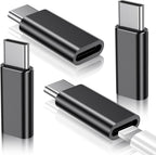 Temdan 4 Pack Lightning to USB C Adapter for iPhone 15/16 Pro/16 Pro Max/Plus,Samsung S25/S24,USB C Charger Connector Cable,for iPhone 16/15 Charger,16/15 Accessories - Black(Not for Audio/OTG)