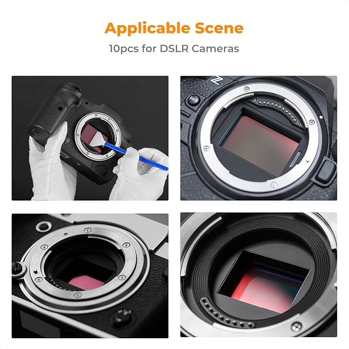 K&F Concept 10 Pack APS-C-Frame Sensors Cleaning Swabs, DSLR SLR Digital Camera Dry CCD CMOS Clean Swabs Compatible with Nikon Sony Canon DSLR Camera Sensor