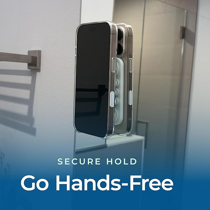 The Clingy Thingy Magnetic Sticky Phone Grip - Removable iPhone Suction Grip for Hands-Free FaceTime - Workouts, Influencers & Content Creator Essentials, Compatible with iPhone 12-16 (White/Green)