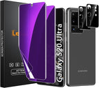[2+2 Pack] Lesakit Anti-Blue Light Privacy Screen Protector for Samsung Galaxy S20 Ultra 6.9 inch with 2 Pack Camera Lens Protector, [Support Fingerprint ID] Anti Spy TPU Flexible Screen Protector-
