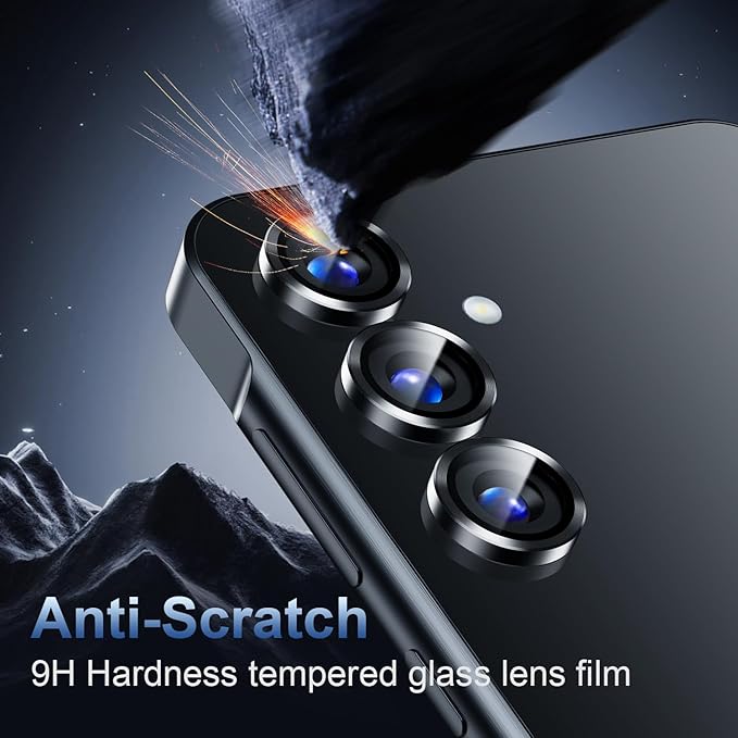 Korecase for Galaxy S25 Camera Lens Protector, 9H Tempered Glass Anti Scratch Camera Screen Protector Shockproof Film Shcokproof Metal Ring Lens Protecor for Galaxy S25,Colorful