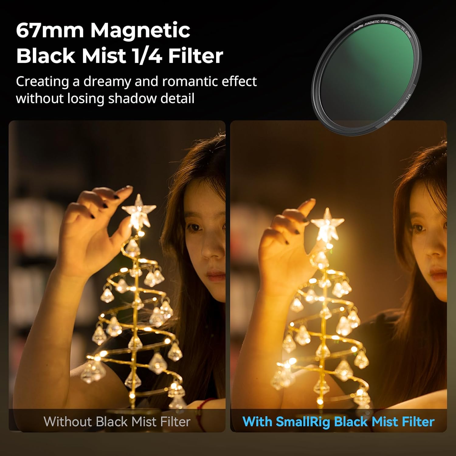 SmallRig 5-in-1 Magnetic 67mm Lens Filter Kit: VND + CPL + Black Mist 1/4 + Threaded Adapter Ring + Magnetic Lens Cover + Storage Bag + Cleaning Cloth, Magnetic Filter Set for Phone Camera Lens - 4726