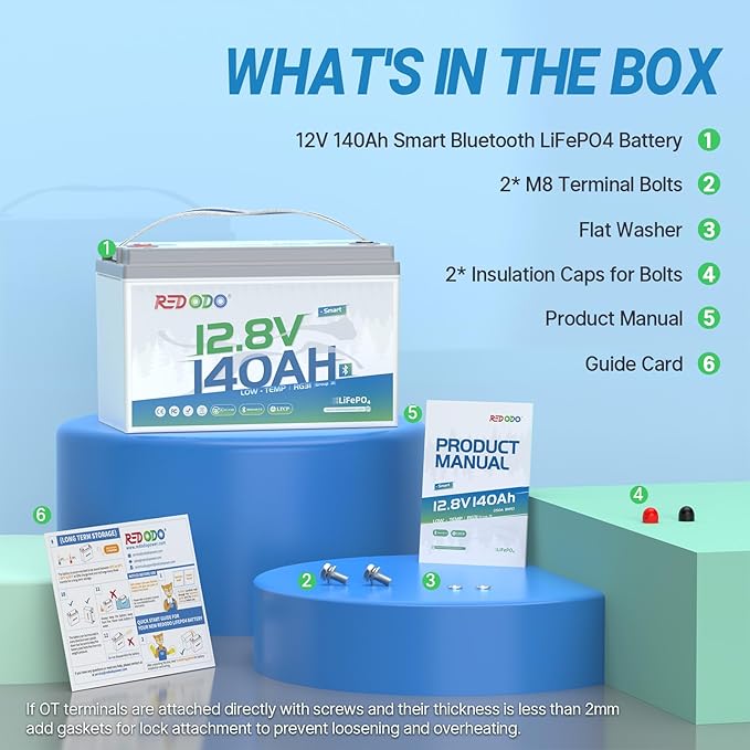 Redodo Smart Bluetooth 12V 140Ah LiFePO4 Battery, Group31 Lithium Battery, 10 Years Lifetime, 150A BMS, Real-Time Monitoring, Perfect for RVs, Marine, Boat, Solar and Off Grid