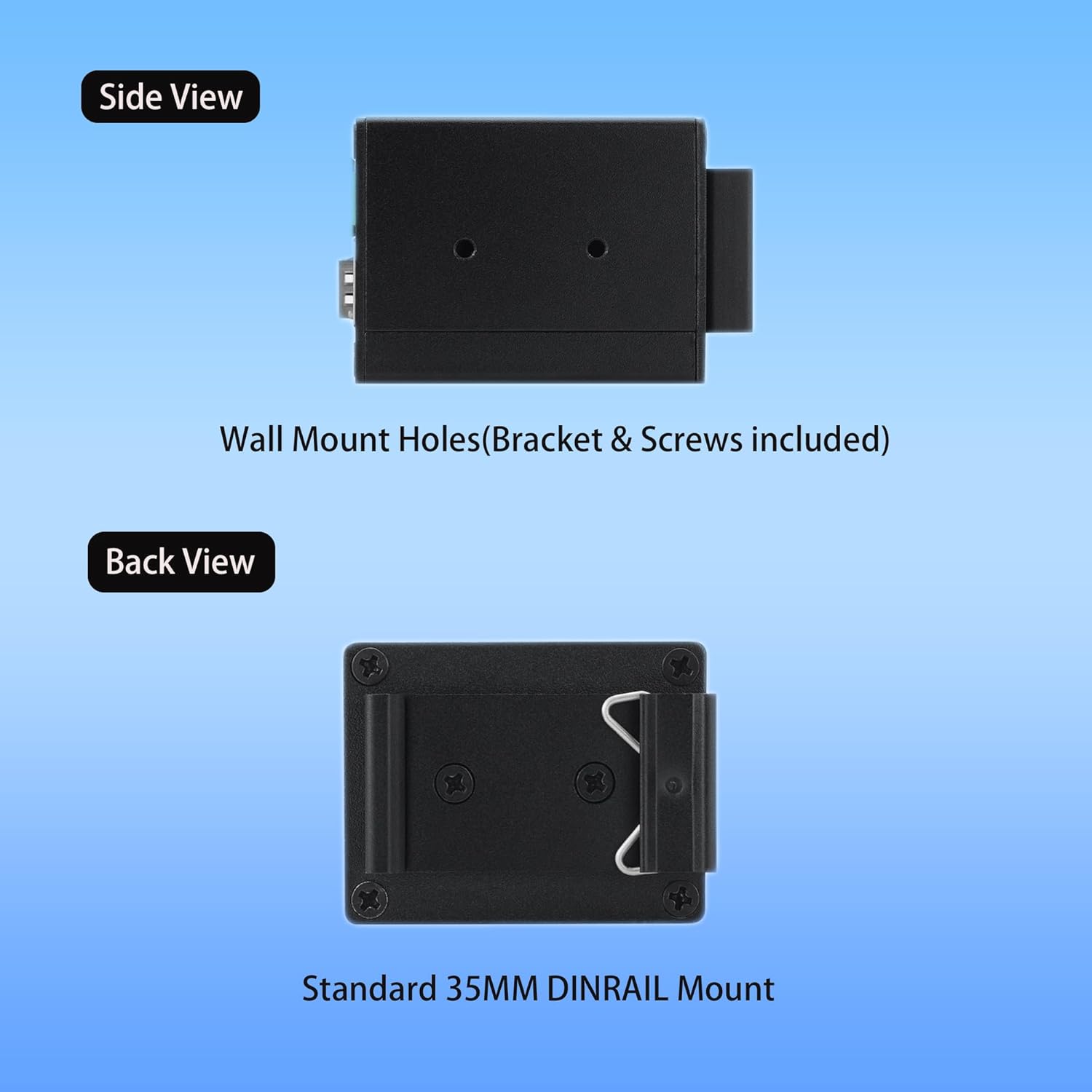 50W Industrial Mini Ethernet PoE+ Injector, 2 Ports Gigabit PoE+ Switch,High PoE+ 40W Each Port,IEEE802.3at/802.3af Compliant,Plug & Play, Wall Mount & Din Rail Mount(40W)