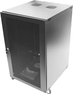 18U Server Cabinet Wall Mount Rack Enclosure with Caster Wheels 2 Server Fans Locking Grid Gate Removable Side Panels 19" Network Cabinet 15-18.5" Installation Depth Heavy-Duty Frame (37INCH, 18U)