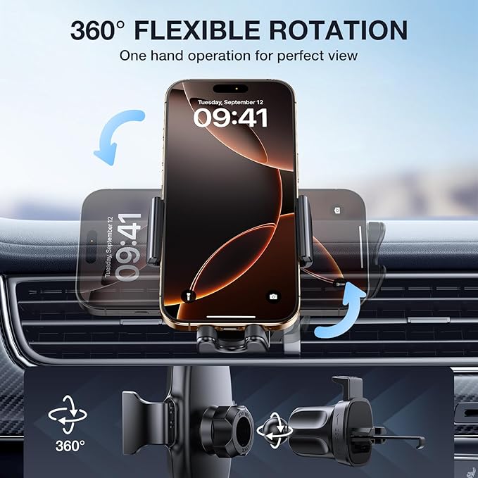 Miracase Upgraded-2nd Generation Universal Phone Holders for Your Car, Hands Free Air Vent Car Phone Holder Mount Compatible with iPhone 16/15/14/13/12/11 Series and All Phones