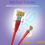 Cat6a Patch Cables 1ft (24 Pack) Slim, Cat6 Ethernet Patch Cable Pure Copper, Flexible Cat 6 Patch Cable 550MHZ 10G, Space-Saving Cat 6A Network Cables for Patch Panel, Red