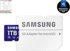 Samsung PRO Plus microSD Memory Card + Adapter, 1TB MicroSDXC, Up to 180 MB/s, Full HD & 4K UHD, UHS-I, C10, U3, V30, A2 for Android Phones, Tablets, GoPRO, DJI Drone, MB-MD1T0SA/AM, 2024