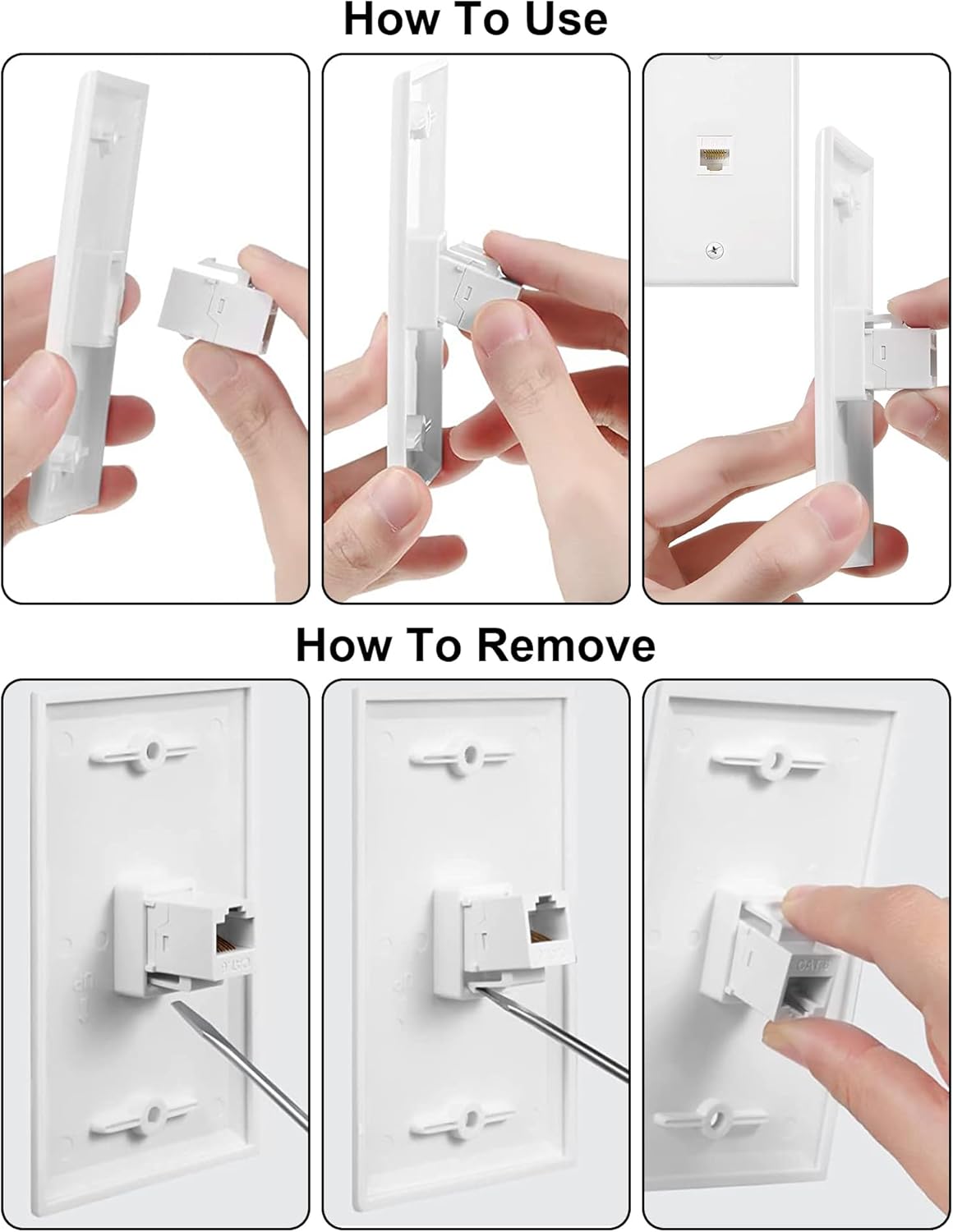 HDMI Wall Plate, 1 Port 4K HDMI Keystone Female to Female Wall Plate-White