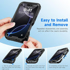 seacosmo for iPhone 16 Pro Case, Full Body Bumper with Built-in 9H Tempered Glass Privacy Screen Protector and Camera Lens Protector, Compatible with MagSafe, Shockproof Phone Cover, 6.3", Black