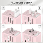 EPICKA Universal Travel Adapter, International Power Plug Adapter with 3 USB-C and 2 USB-A Ports, All-in-One Worldwide Wall Charger for USA EU UK AUS (TA-105C, Pink)