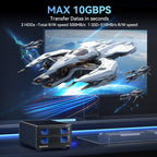 Aluminum Dual Bay 10Gbps Hard Drive Enclosure with Cooling Fan for 2.5“/3.5" SATA HDD/SSD with USB A/C 3.2 Gen 2, Support Hot Swappable, Daisy Chain Expansion, Tool-Free, DAS(NO RAID/NAS)