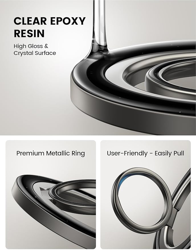 Lamicall [2025 Upgrade Metal Gear Hinge] Magnetic Phone Ring Grip for MagSafe, [4.4lbs Ultra Strong Magnet] Finger Holder Stand, Easily Pull Ring Out, Mag Safe Accessory for iPhone 16 15 14 Pro Max