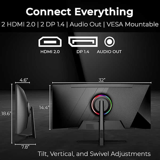 Deco Gear 34” Curved Ultrawide Business Monitor | 3440x1440, 100Hz, 1500R, 99% sRGB | Adjustable Stand, 2 HDMI and 2 DisplayPort | HDR, Low Blue Light, PIP/PBP