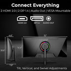 Deco Gear 34” Curved Ultrawide Business Monitor | 3440x1440, 100Hz, 1500R, 99% sRGB | Adjustable Stand, 2 HDMI and 2 DisplayPort | HDR, Low Blue Light, PIP/PBP