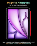 MoKo Pencil for iPad (A16) 11th 10th Gen, Stylus Pen for 2018-2025 Apple iPad 11/10/9/8/7/6/A16, Mini 7/6/5, Air M3/M2 11"/13"/5/4/3, Pro M4 13"/12.9"/11" Tilt Sensitivity, USB-C Fast Charging, Red