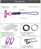 Cell Phone Lanyard - Wrist Strap for Women, Phone Bracelet, Camera Wrist Lanyard, Short Wrist Lanyard for Keys, Keychain Lanyard - Purple Blue